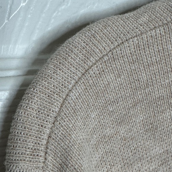 J Crew Cardigan Open Front Sweater Knit Blazer Beige XL 100% Cotton Pockets Cozy - Picture 6 of 7